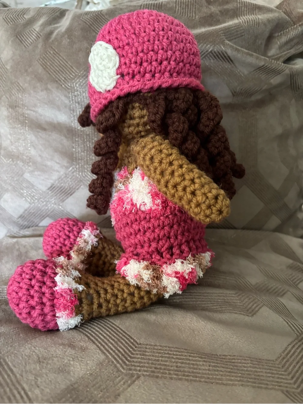 Handmade Pink Crochet Doll Hat & Outfit - Kids 3+
